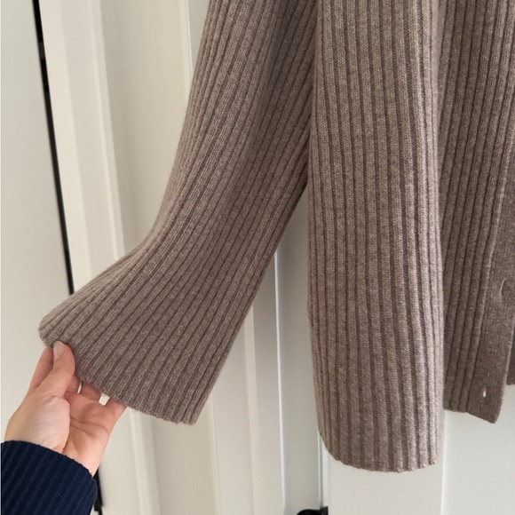 Reformation Taupe Ribbed Button-Down Knit Shirt - Picture 3 of 5